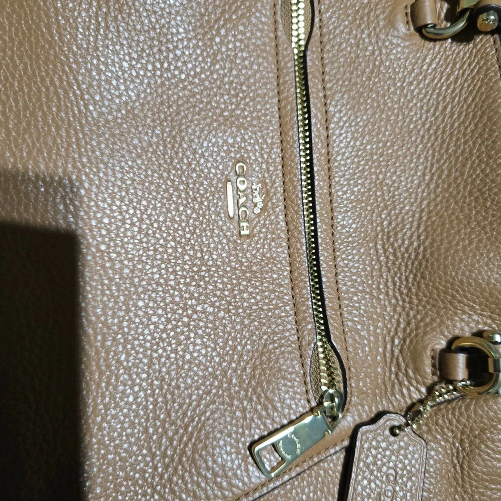 Coach Prairie Satchel Women Medium Saddle Brown Pebbled Leather Handbag 79997